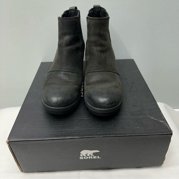 Sorel‎ Joan of Arctic II black leather wedges booties boots women's 7 NL3022-010 - Picture 2 of 7